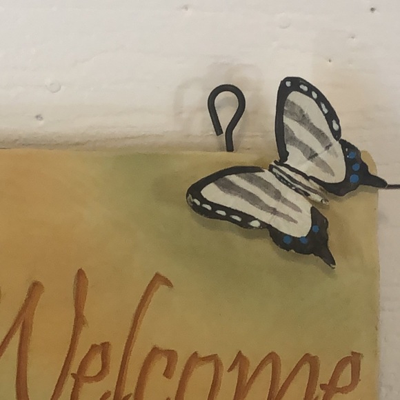 Hand-painted Welcome Sign Butterflies Garden Sign Patio Porch NIB - Picture 3 of 14
